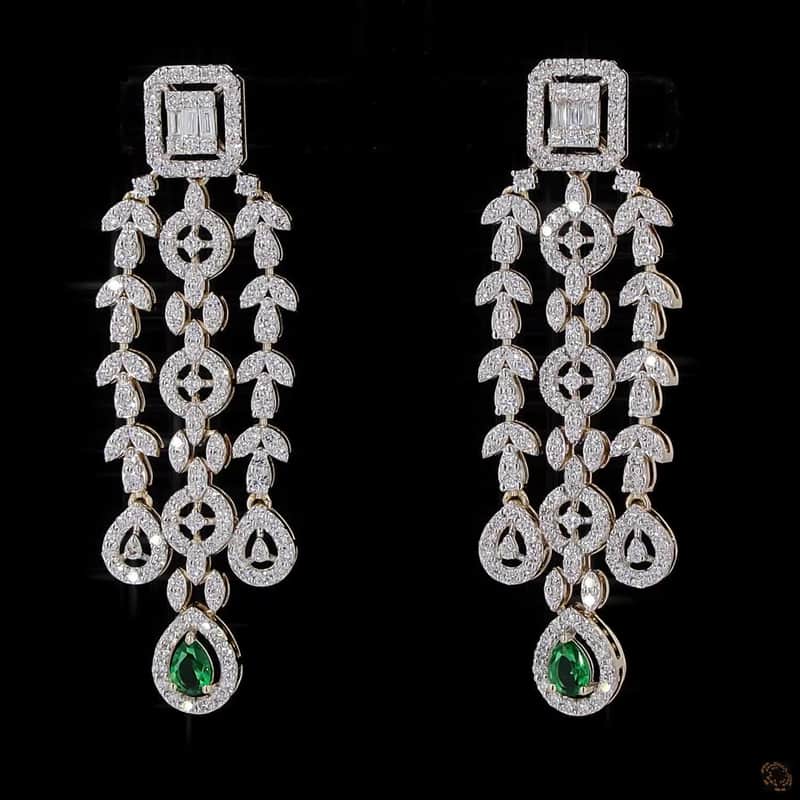 Emerald Pear Fringe Necklace Set 4