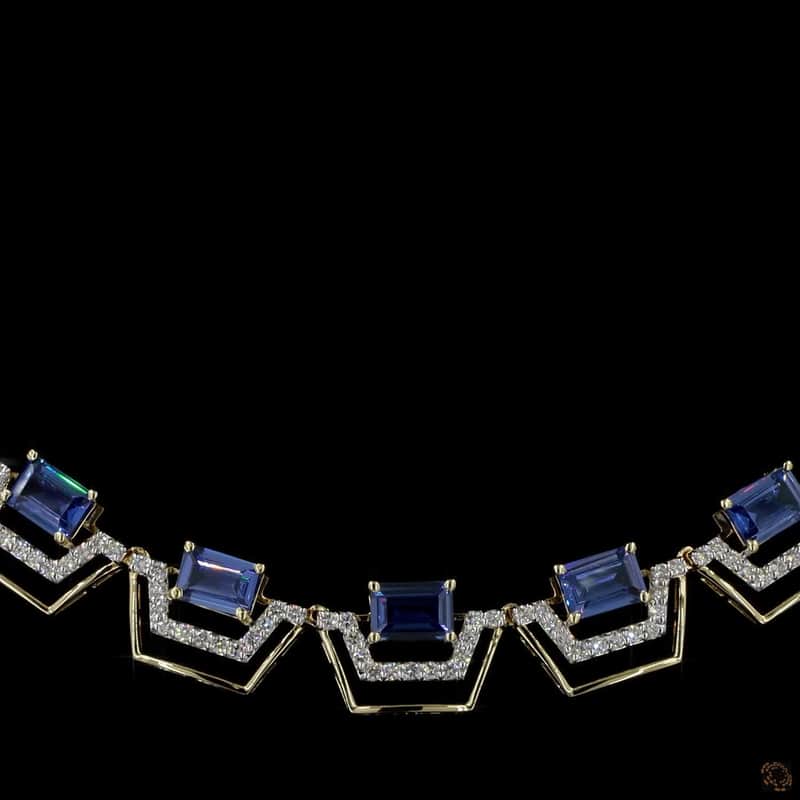 Sapphire Chevron Link Necklace 2