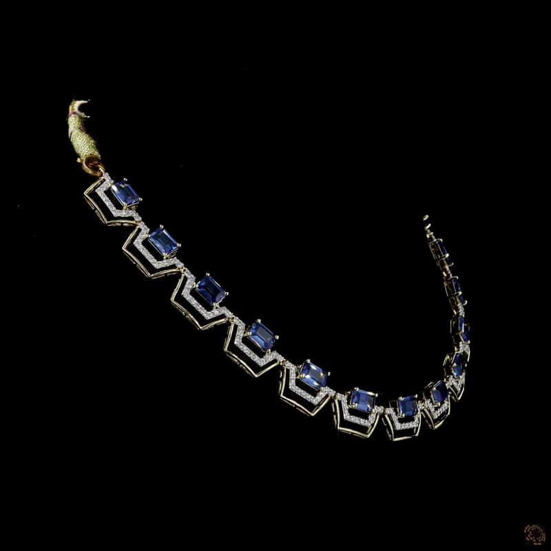 Sapphire Chevron Link Necklace 3