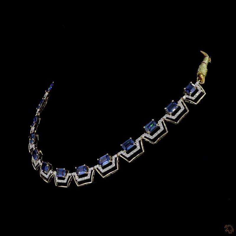 Sapphire Chevron Link Necklace 4