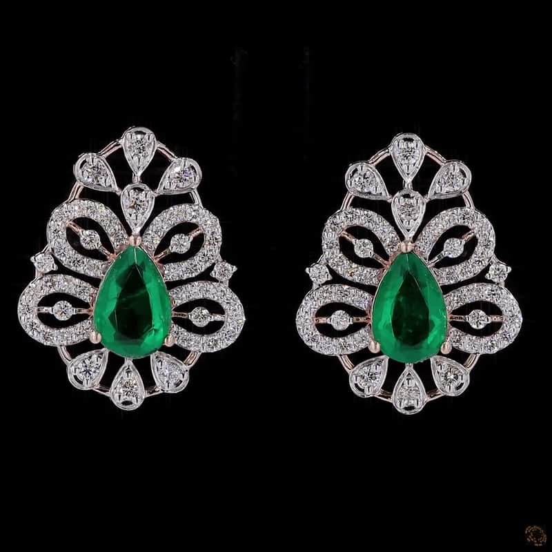 Emerald Sunburst Chandelier Necklace Set 3