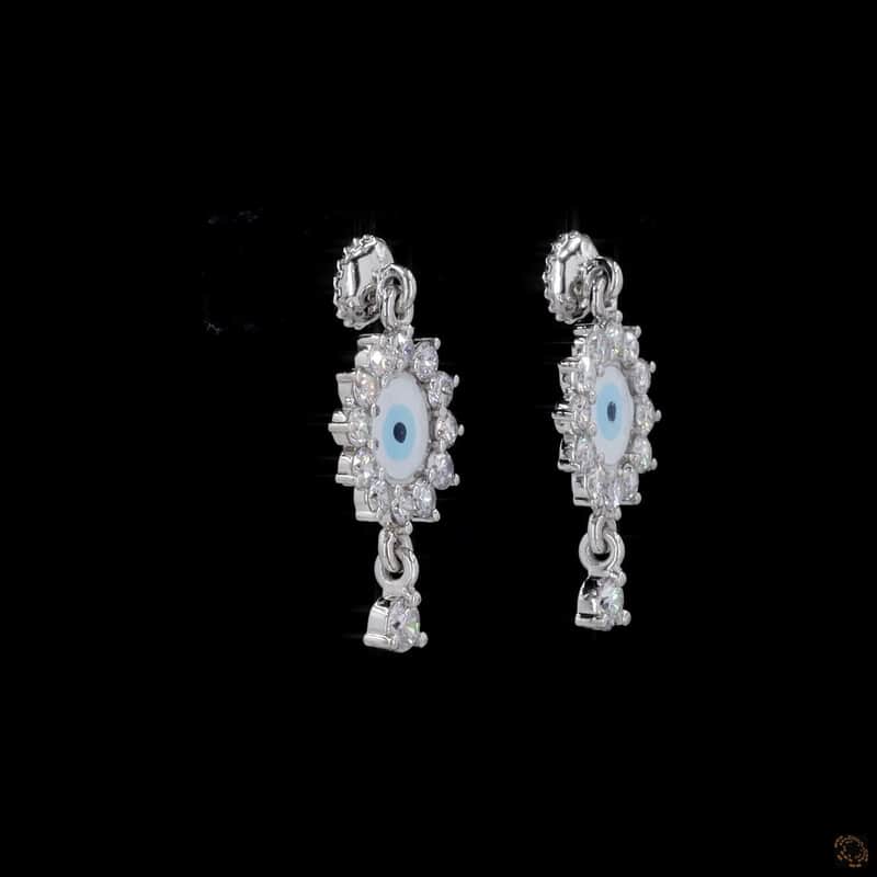 Evil Eye Halo Drop Earrings 2