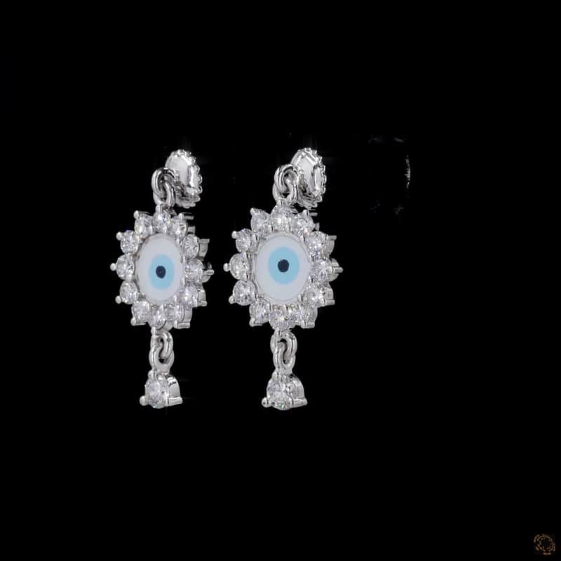 Evil Eye Halo Drop Earrings 3