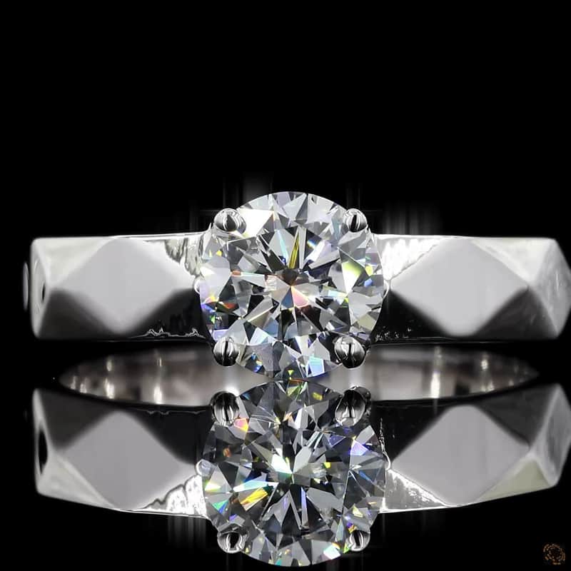 Faceted Band Solitaire Ring 3