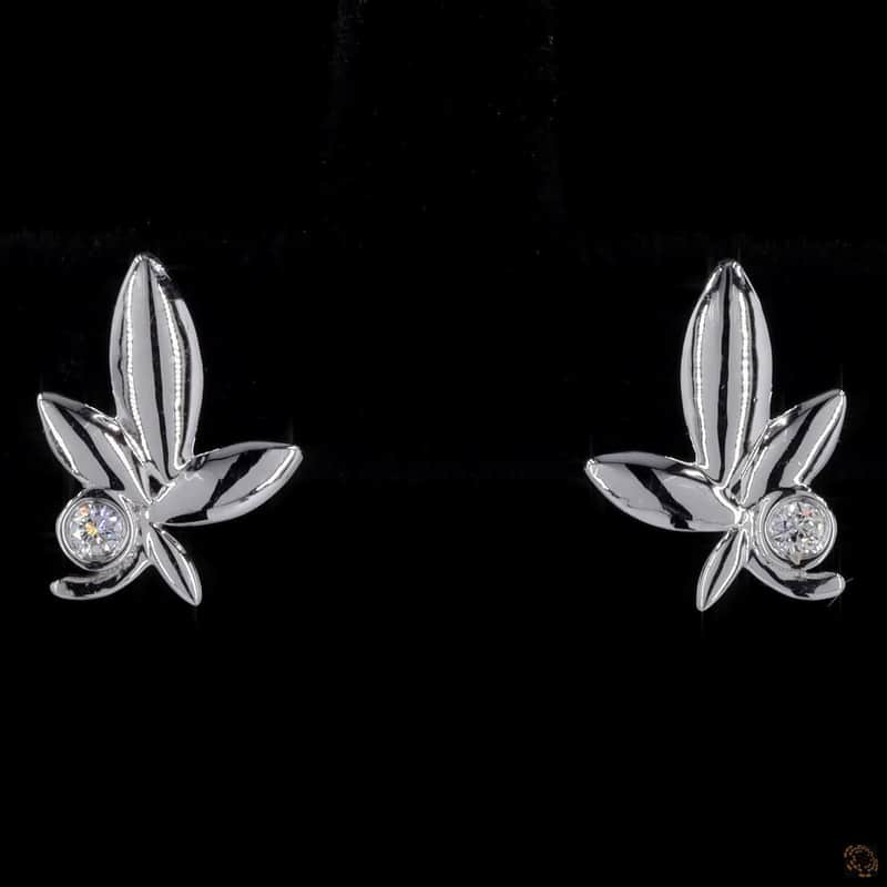 Leaf Sprig Stud Earrings 2