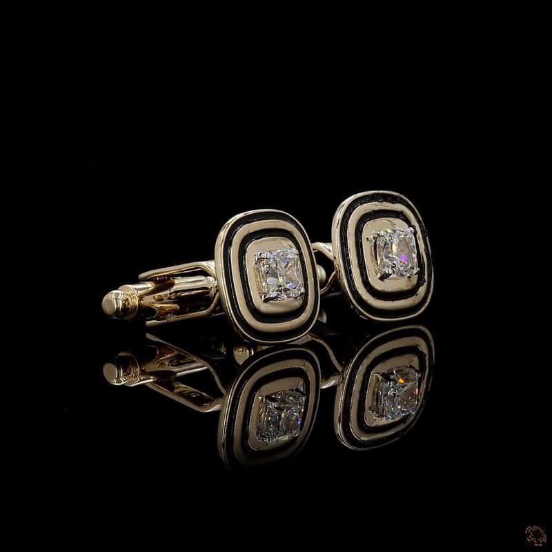 Cushion Enamel Diamond Cufflinks 2