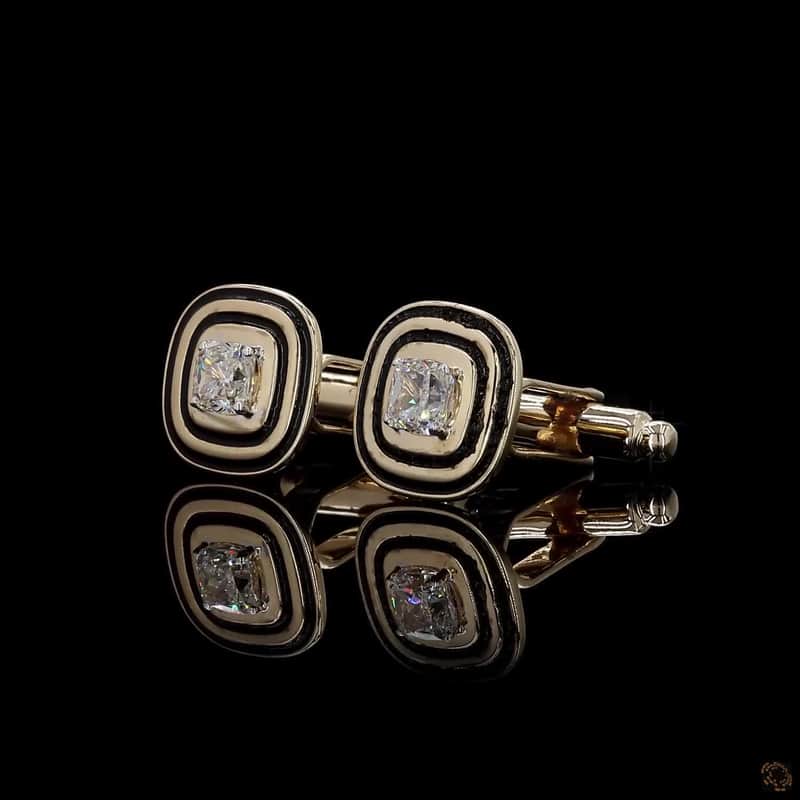Cushion Enamel Diamond Cufflinks 3