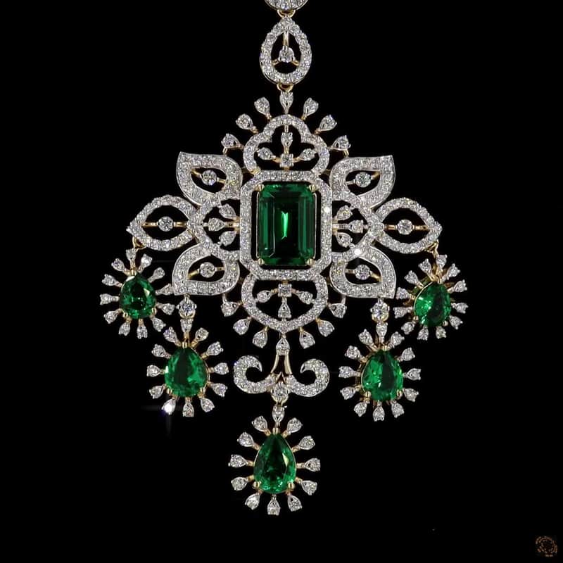Emerald Pearl Bib Necklace Set 8