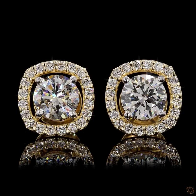 Cushion Halo Round Stud Earrings 2
