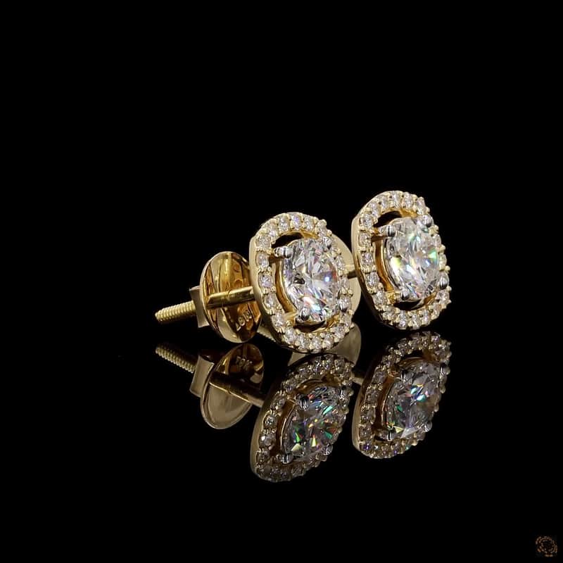 Cushion Halo Round Stud Earrings 3