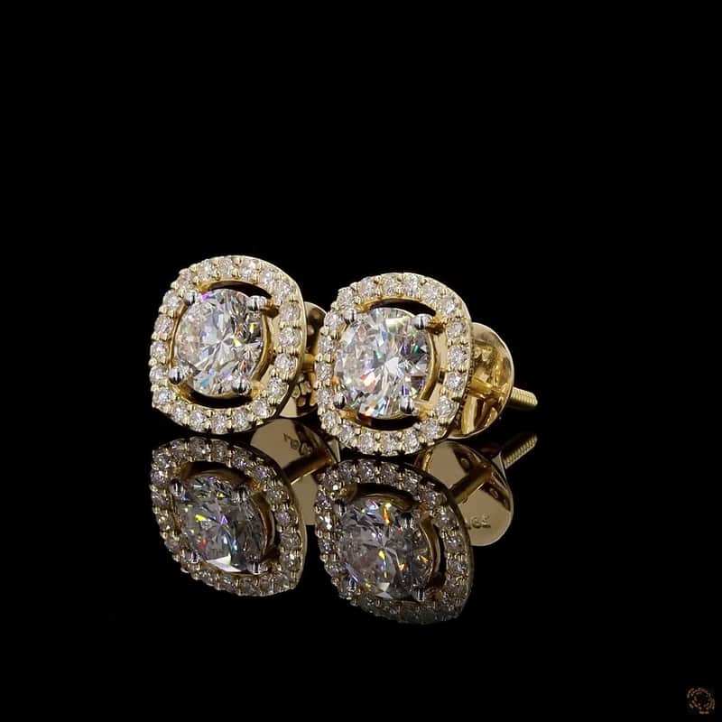 Cushion Halo Round Stud Earrings 4