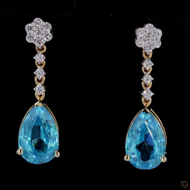 Floral Pear Blue Drop Earrings 2