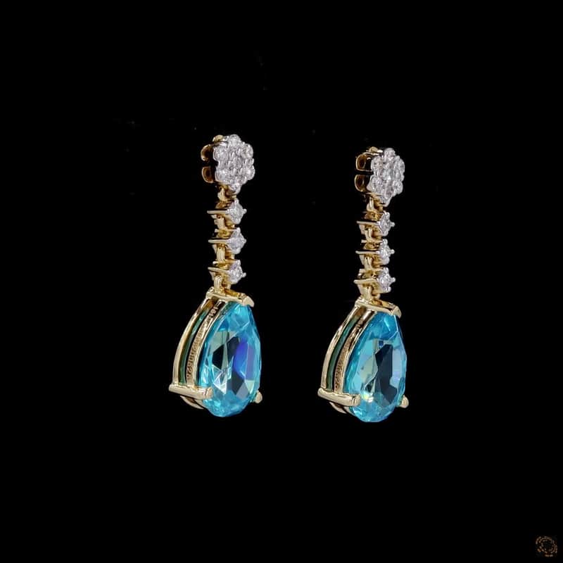 Floral Pear Blue Drop Earrings 3