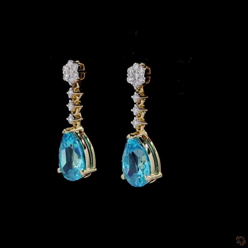 Floral Pear Blue Drop Earrings 4