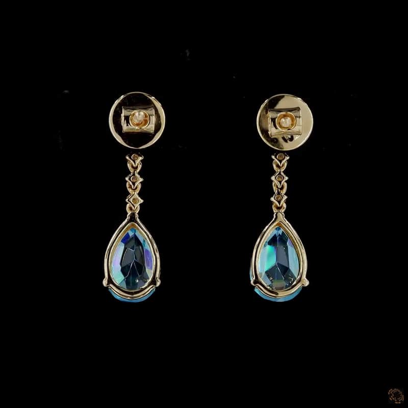 Floral Pear Blue Drop Earrings 5