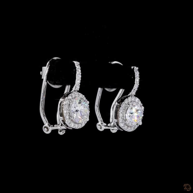 Round Halo Drop Earrings 2