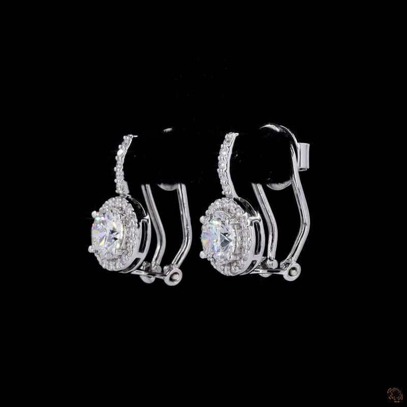 Round Halo Drop Earrings 3