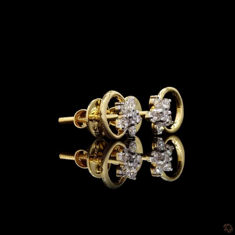 Floral Circle Frame Stud Earrings 2