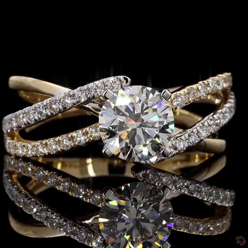 Crossover Pavé Solitaire Ring 3