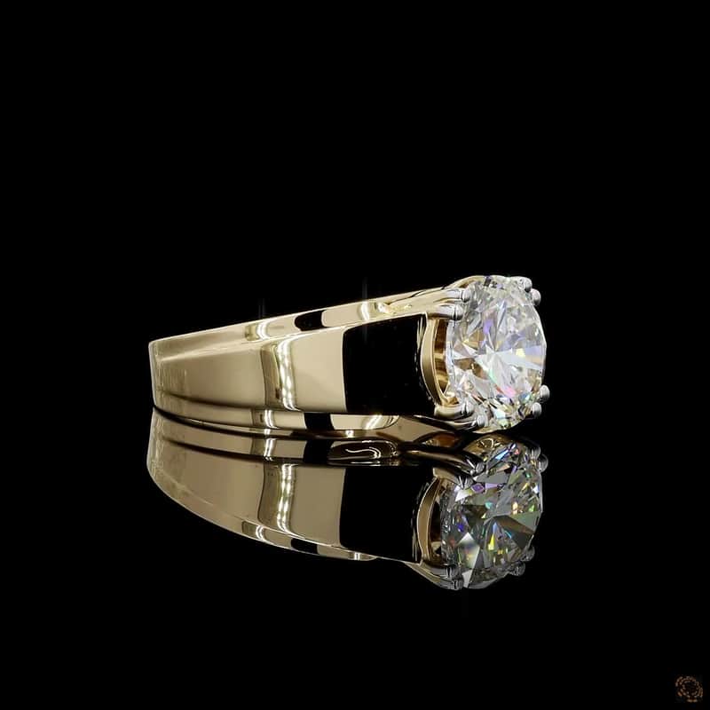 Wide Band Solitaire Ring 3