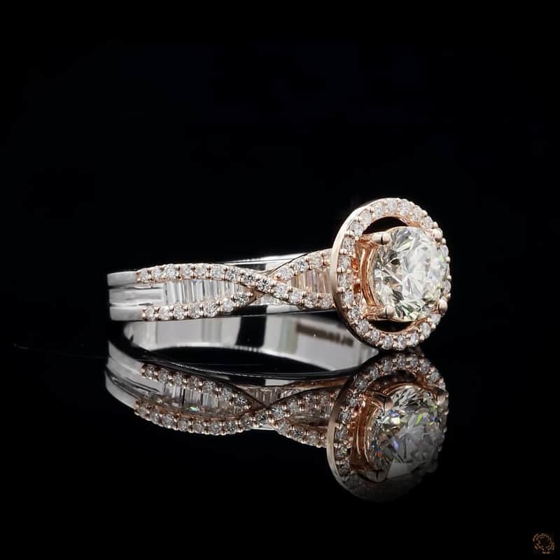Twisted Baguette Halo Ring 2