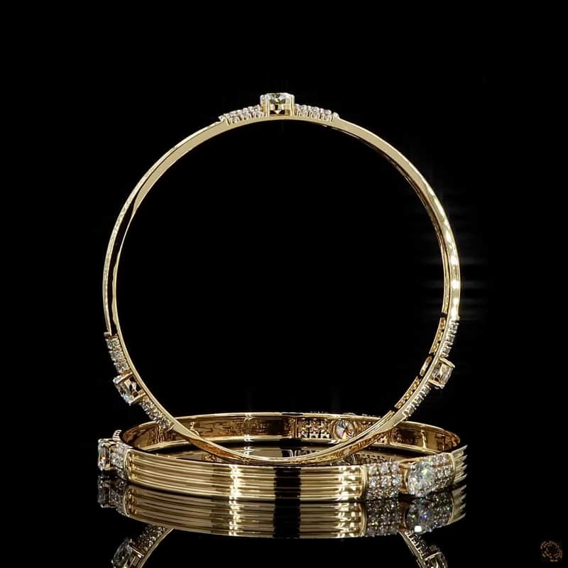 Fluted Diamond Station Bangle Pair 3