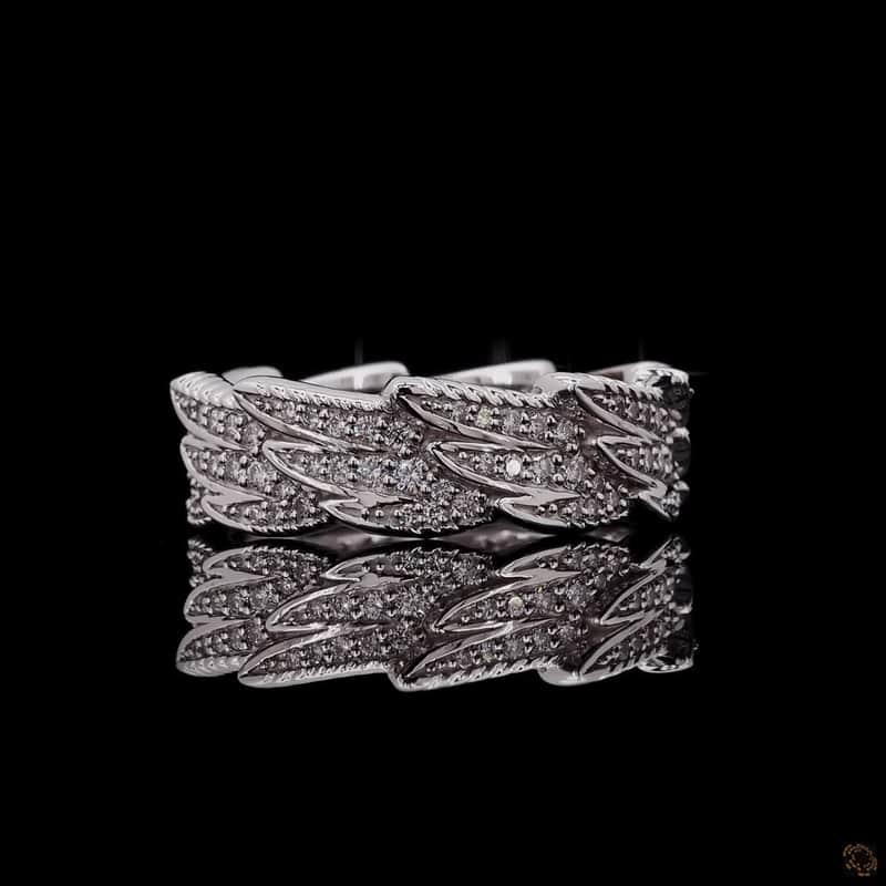 Overlapping Leaf Pavé Band 2