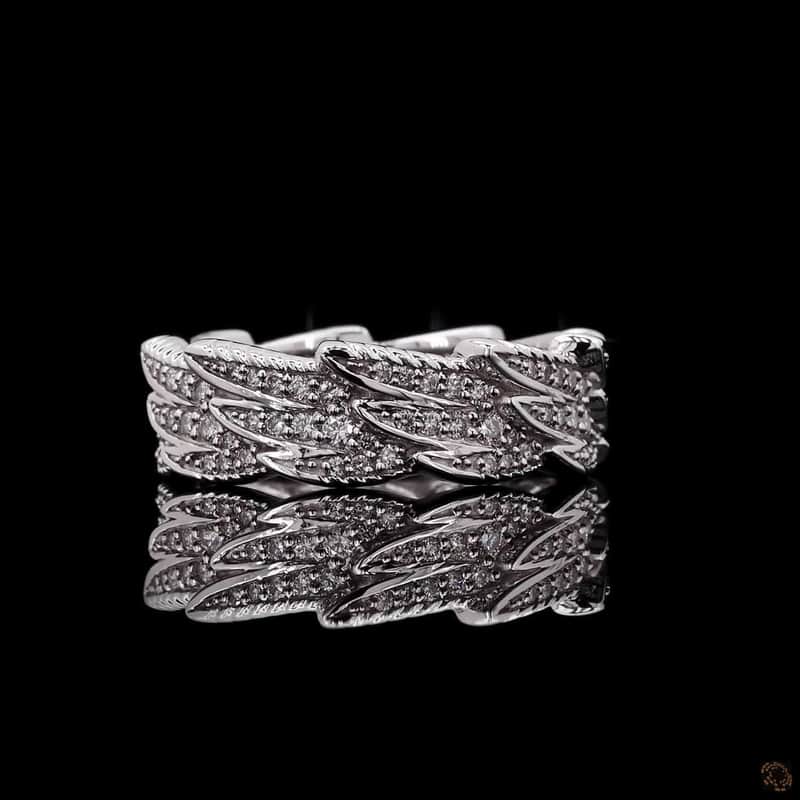 Overlapping Leaf Pavé Band 3