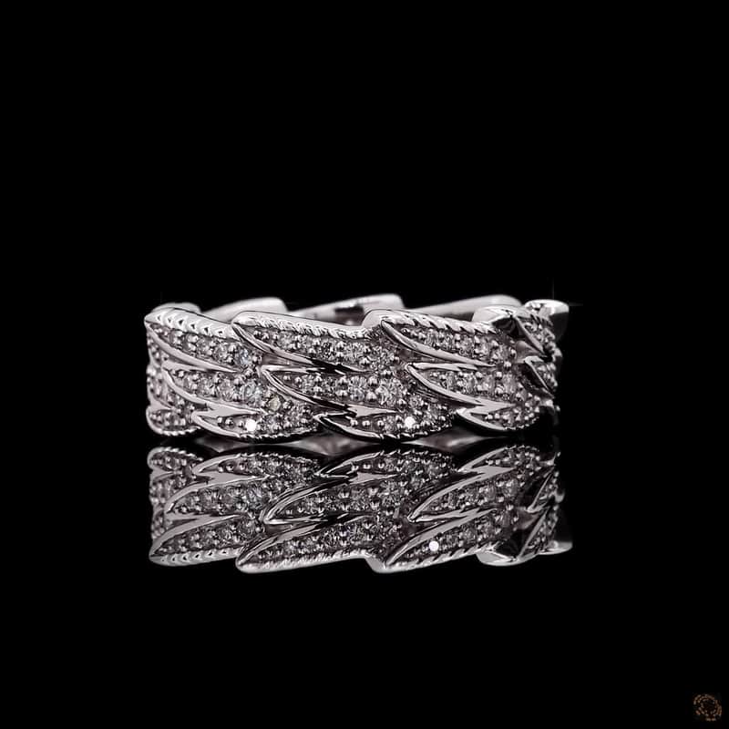 Overlapping Leaf Pavé Band 4