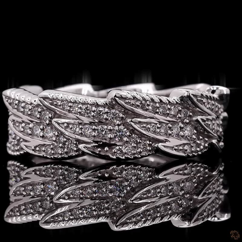 Overlapping Leaf Pavé Band 5